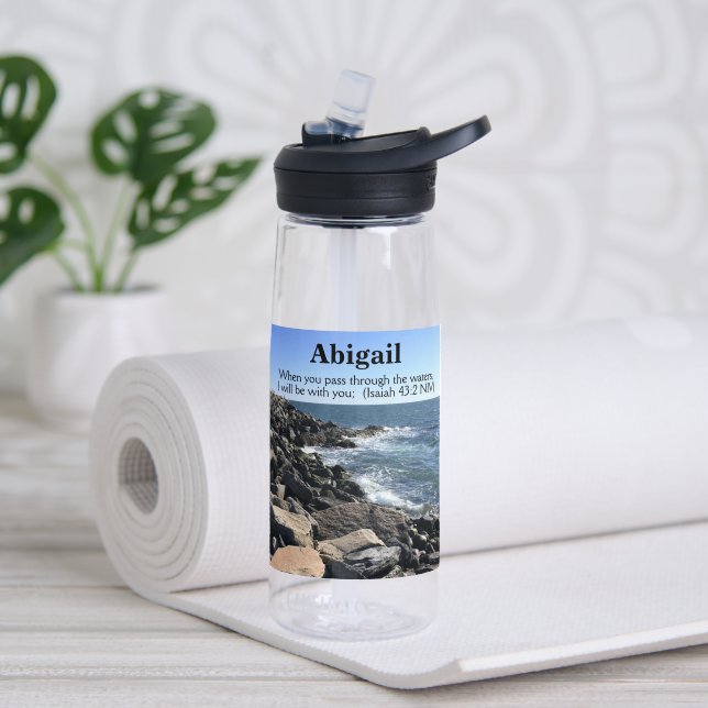 Ozean-Foto-Gott-wird-mit-dir-Bibelvers-Name Trinkflasche (Yoga (gedreht))