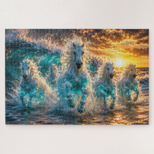 Ozean-Geist-Pferde Fantasy-Sonnenuntergang-Puzzle Puzzle