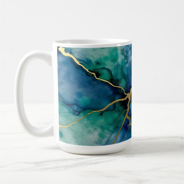 Ozean-Geode-Alkohol-Tinte Goldadern Kaffeetasse (Links)