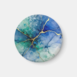 Ozean-Geode-Alkohol-Tinte Goldadern Magnet