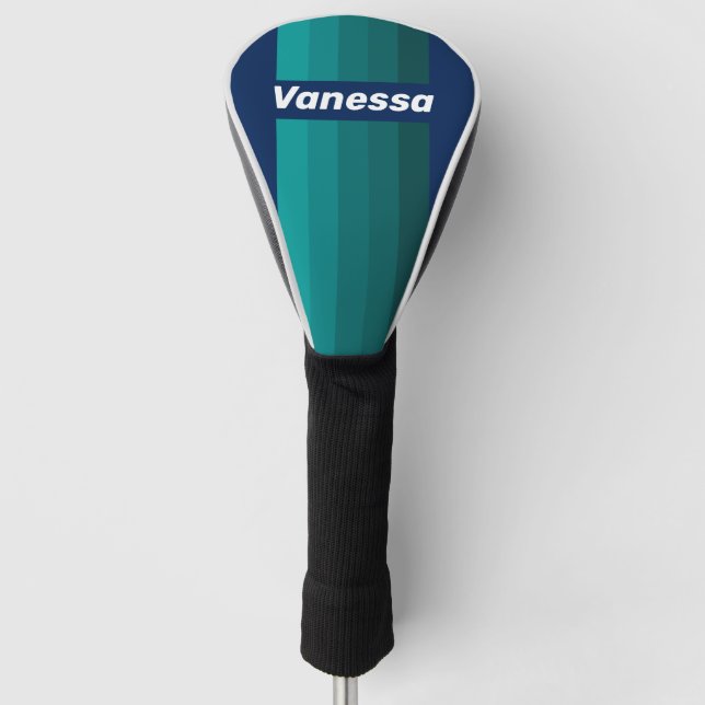 Ozean-Gezeiten-Pin-Streifen mit Namen Golf Headcover (Vorderseite)