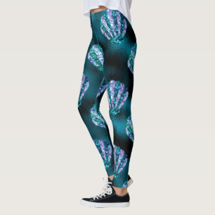 Ozean Glamour Farbige Auster Muster Leggings