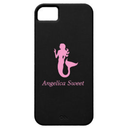 Ozean Glow_Pink-on-Black Mermaid_personalized iPhone 11 Hülle