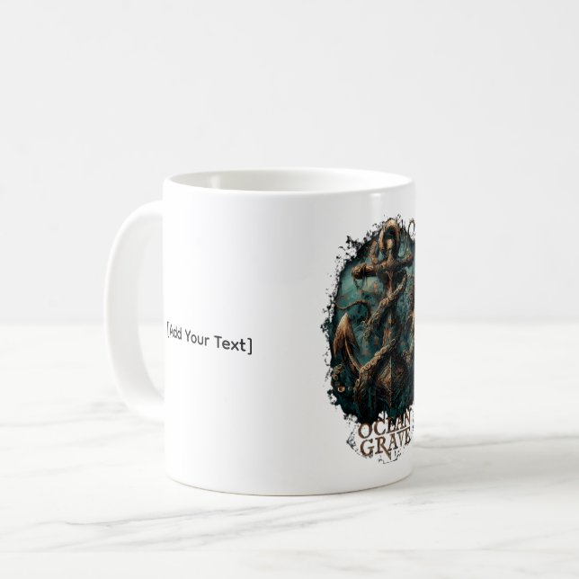 Ozean-Grab-Kraken-Anker-Dunkle-Fantasy Kaffeetasse (Vorderseite Links)
