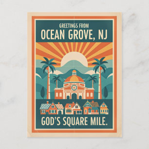 Ozean Grove, New Jersey Retro Grußkarten Postkarte