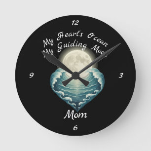 Ozean Herz Führender Mond Mama Runde Wanduhr