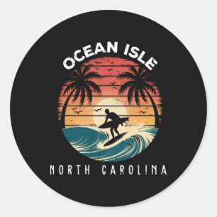 Ozean-Insel-Strand North Carolina Surfboard Wellen Runder Aufkleber