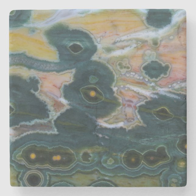 Ozean-Jasper-Platte Steinuntersetzer (Vorderseite)