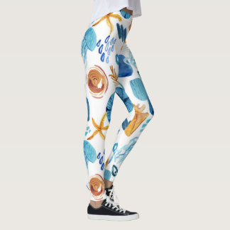 Ozean-Lebenswelt Nahtlos-Muster-Leggings Leggings