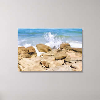 Ozean-Leinwand-Wanddekoration Felsiger Strand Leinwanddruck