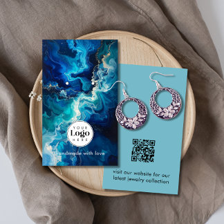 Ozean Logo QR-Code Schmuck Ohrhänger Ausstellungs  Visitenkarte