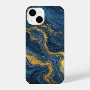 Ozean Luxe Marmor Fluss ✨ Blau & Gold Abstrakt iPhone 14 Hülle