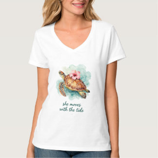 Ozean-Mädchen - Meeresschildkröte Hibiskus-Tee T-Shirt
