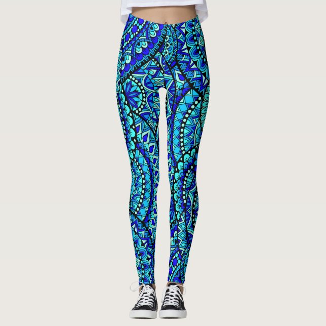 Ozean-Mandalas Leggings (Vorderseite)
