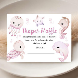 Ozean Meer Baby Shower Mädchen Rosa Windel Raffle Begleitkarte