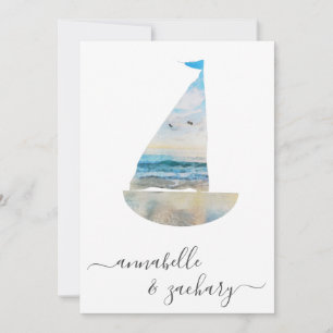 *~* Ozean Meer BOOT RSVP - Strand QR AR7 Hochzeit  Einladung
