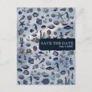 Ozean Meeresleben Nautilus Muscheln SAVE THE DATE Ankündigungspostkarte