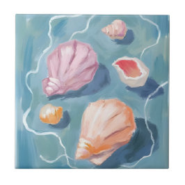 Ozean Meeresmuscheln Aquarell Küstenstrand Meer Fliese