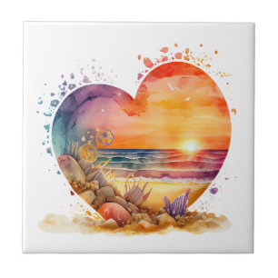 Ozean Meeresmuscheln Strand Sonnenuntergang Küche  Fliese