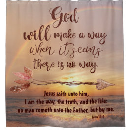 Ozean mit Ich bin das Way Bible Verse Duschvorhang
