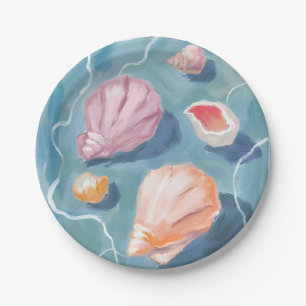 Ozean Muscheln Aquarell Küstenstrand Meer Pappteller