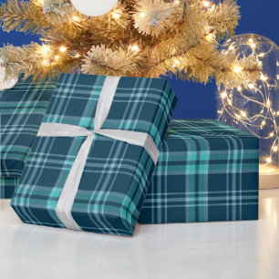 Ozean-Neon-Karomuster modernes nahtloses Design Geschenkpapier