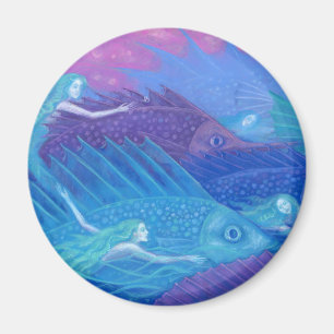 Ozean-Nomaden, nautische Fantasy-Kunst Meerjungfra Magnet