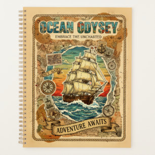 Ozean-Odyssee Vintage-Nautik-Abenteuer-Kunst Planer