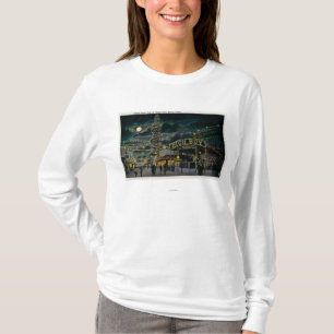 Ozean-Park-Pier nachts vom Hauben-Hotel T-Shirt
