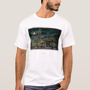 Ozean-Park-Pier nachts vom Hauben-Hotel T-Shirt