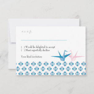 Ozean / Rose Origami Cranes Wedding RSVP Karte