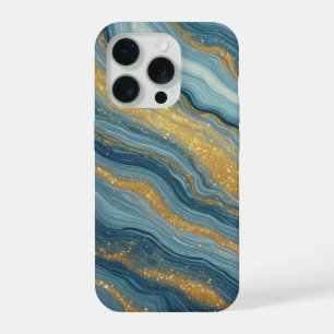 Ozean Royal Marmor Glanz ✨ Blau Gold Abstrakt iPhone 15 Pro Hülle