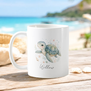 Ozean-Schildkröten-Tasse mit individuellem Namen Kaffeetasse