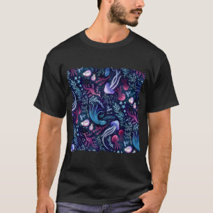 Ozean-Schönheit rosa und lila T-Shirt