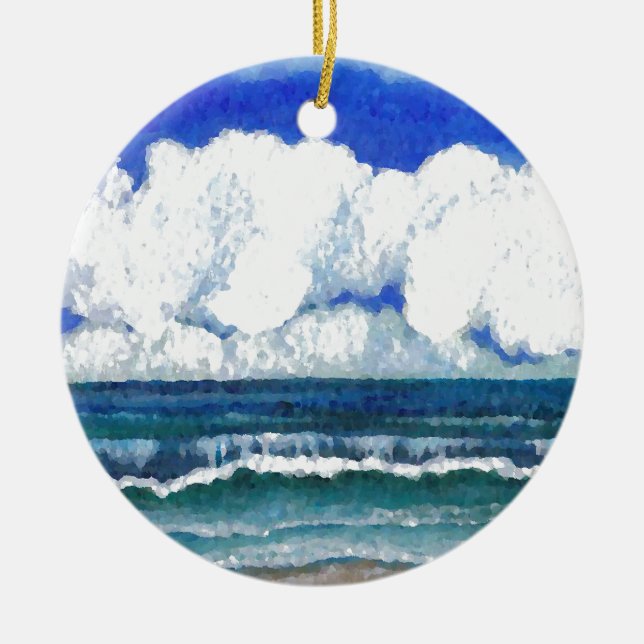 Ozean-Sonate-Seestrand-Sommerzeit-Kunst Keramik Ornament (Vorne)