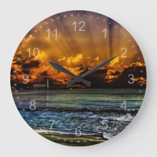 Ozean-Sonnenaufgang Große Wanduhr