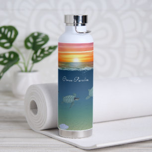 Ozean-Sonnenaufgang & Schildkröten-Wasserflasche Trinkflasche