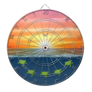 Ozean-Sonnenaufgang und Schildkröten Dartscheibe