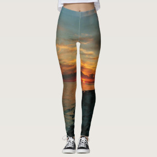 Ozean-Sonnenuntergang-Leggings Leggings