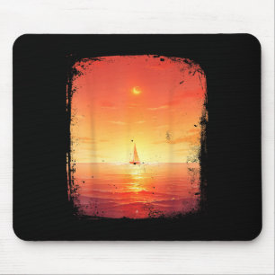 Ozean-Sonnenuntergang-Segelboot-Strand und Ozean-S Mousepad