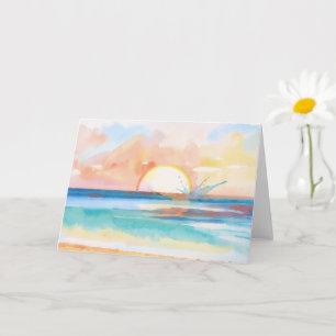Ozean-Sonnenuntergang Tropische Kunst Notizkarte Karte