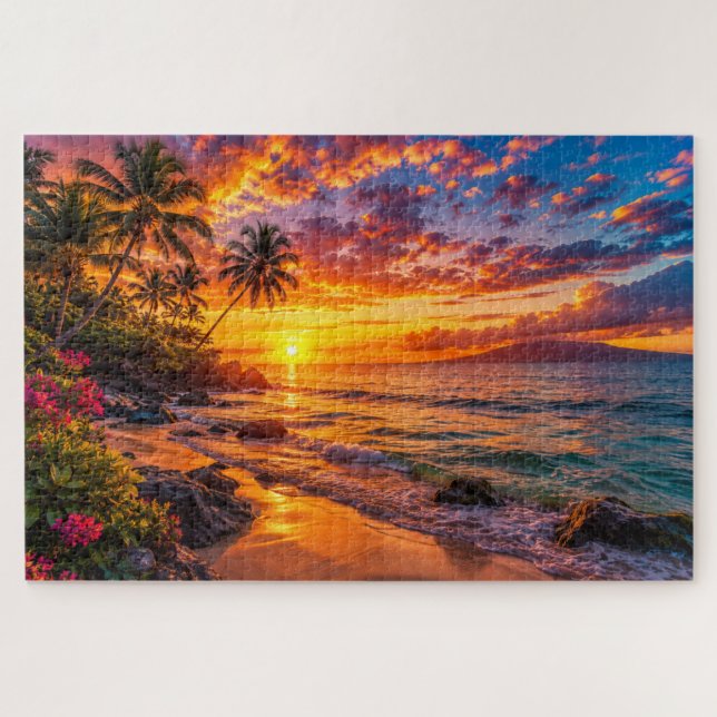 Ozean-Sonnenuntergangs-Escape-Puzzle Puzzle (Horizontal)