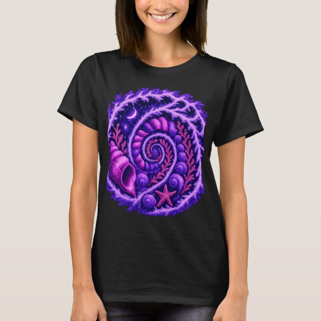 Ozean Spirale Psychedelische Schale Vortex Kunst | T-Shirt (Vorderseite)