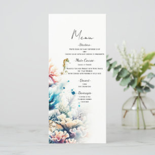 Ozean-Splash-Meer-Korallen-Aquarell-Hochzeitsmenü Menükarte