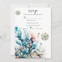 Ozean Spritzer Meereskoralle Aquarell Hochzeit RSV