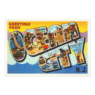 Ozean-Stadt-New-Jersey NJ Vintage Reise-Postkarte Fotodruck