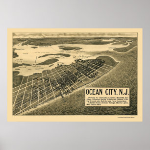 Ozean-Stadt, NJ panoramische Karte - 1903 Poster