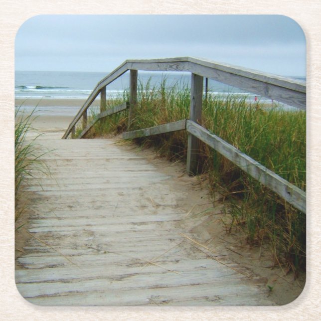 Ozean-Strand-Gehweg Rechteckiger Pappuntersetzer (Vorderseite)