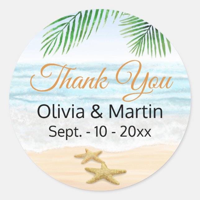 Ozean, Strand und Starfish Runder Aufkleber (Vorderseite)