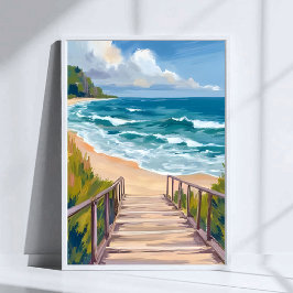 Ozean-Strandpromenade | Küstenwellen Poster
